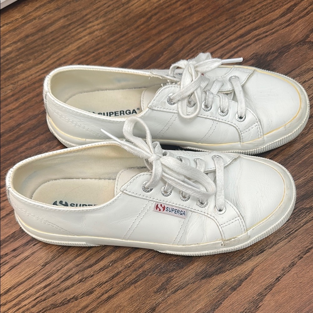Superga White Leather Sneakers